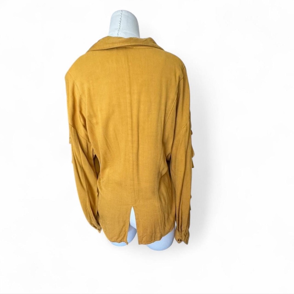 Cache Vintage Blouse Button Down Yellow Ruffled B… - image 5